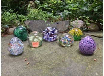 Group Of Seven Colorful Paperweights