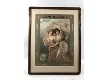 Framed Art Nouveau Advertisement For Creme Heliopolis