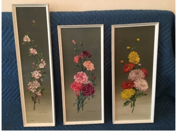 Three Oil On Board Flower Paintings Signed Norah Simpson