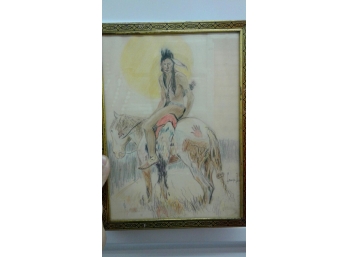 Vintage George Bowen Listed Indian Still Life Colored Pencil On Paper