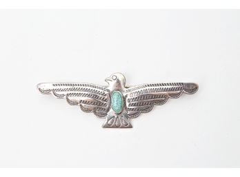 Sterling Silver Eagle With Turquoise Stone - 1.215 TOZ