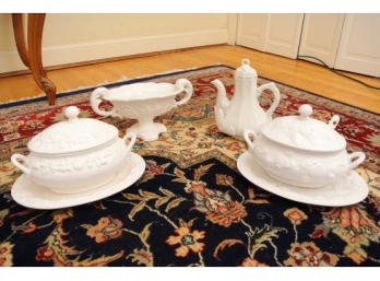 Four White Porcelain Serving Items