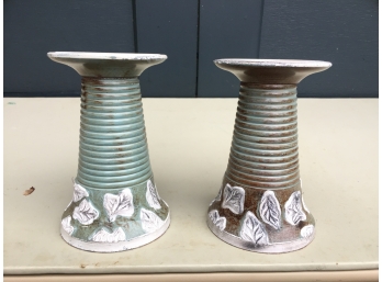 Pair Of Ceramic Pillar Candlesticks