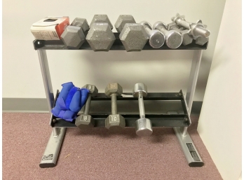 Set Of Workout Weights On A Stand