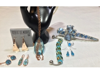 Gold, Rose Gold & Blue Costume Jewelry Featuring Robert Lee Morris Earrings