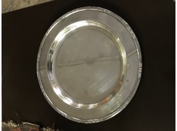 14” Silver Plate Serving Tray With Glass Dish