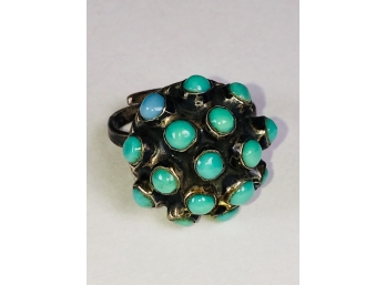 Blackened Sterling Turquoise Dome Ring
