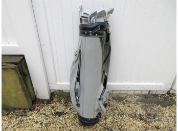 Canvas And Leather Golf Bag With MacGregor Gene Sarazan Irons