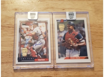 Lot Of 2 Autographed Tony Pena Cards