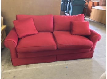 Lovely Red Upholstered Two Seat Sofa
