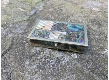 Mexican Silver & Mother Of Pearl Pill Box