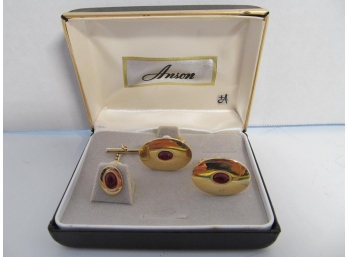 Vintage New In Box Anson Cufflink And Tie Tack Set