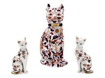 Imari Cats – One Large Cat Marked Dragon Year And A Pair Of Cats Marked Daxiong