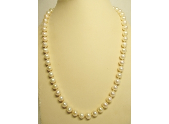 24' Cream Baroque 8mm Cultured Pearl Necklace With 14k Gold Clasp