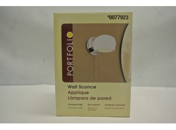 New In Box Portfolio Chrome Pocket Wall Sconce # 0077923 W/ Hardware