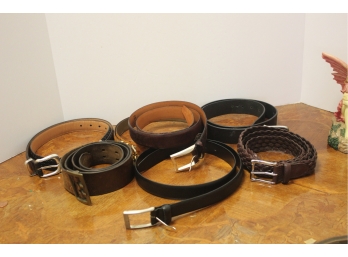 Lot Seven Men's Leather Belt's, Mixed Lot