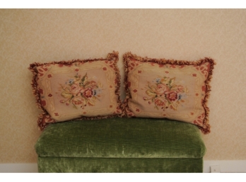 Pair Beautiful Woven Silk Tapestry Pillows