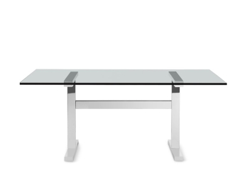 William Sonoma Home Mercer Dining Table With Polished Nickel Base (RETAIL $1,995)