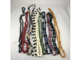 Group Of 10 Vintage Beaded Necklaces (Monet, Trifari And Hematite Stone)