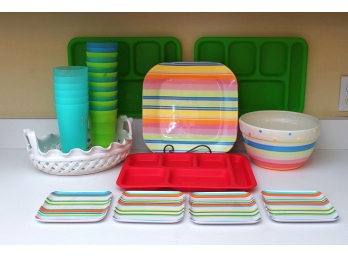 Fun Plastic Plates, Glasses & Food Compartmental  Tray