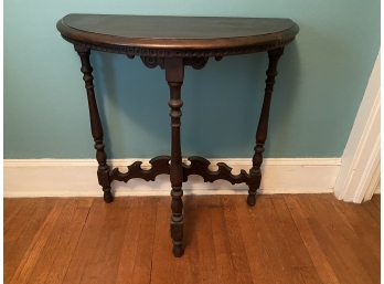 Antique Carved Walnut Demilune Table