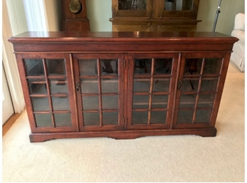 Dark Stained Wood Low Bookcase