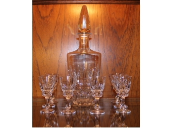 Collectible Treasure Chest Crystal 'Tiarra' Decanter And Eight Cordials