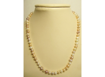 18' Multicolor Fresh Water 6mm Pearl Necklace With  Sterling Clasp