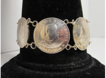 Antique Silver Coin Bracelet 6.5'