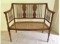 Hardwood And Cane Seat Double Bench