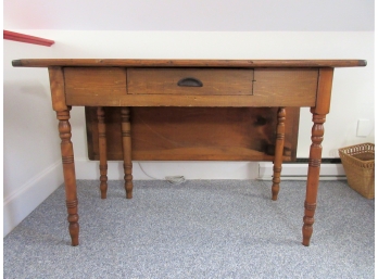 Antique Pine One Drawer Drop Leaf Table