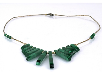 Sterling And Natural Malachite Necklace