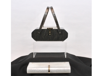 Wilardy Vintage Pearlized Lucite Evening Bag And Gray Pearlized Handbag With By Florida Handbags (ADDITIONAL PICTURES ADDED)