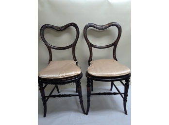 Two Mother Of Pearl Cane Chairs