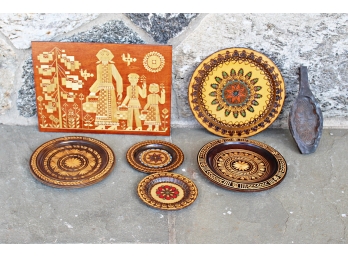 Group Of Miscellaneous Wood Plates & Plaque