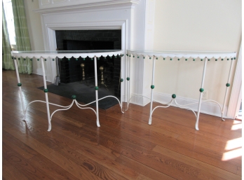 Pair Vintage Glass And Metal Demilume Console Tables