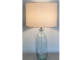 Blown Glass Gourd-Shaped Lamp With Linen Shade