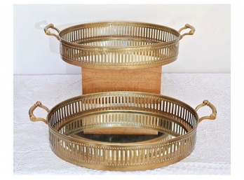 Pair Fantastic Bronze And Mirrored Desser Trays By Arterios Home.