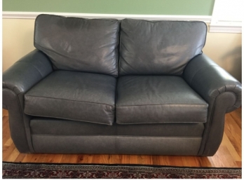 Ethan Allen Blue/Grey Leather Sofa