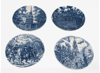 Four Liberty Blue Staffordshire Plates