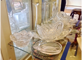 Equestrian Ashtray, Cut Crystal And More