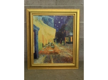 Canvas Print Of A Street Bistro Scene In A Nice Gilt Wood Frame
