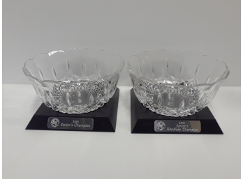 Set Of Two Senior Champion Cut Glass Bowl Trophies