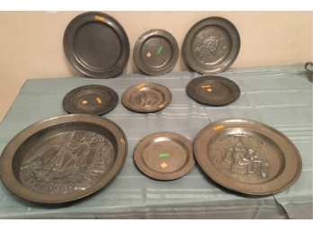 Nine Peweter Plates