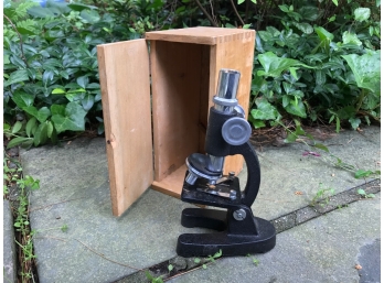 ATCO Microscope In A Wooden Box.