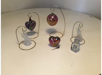 Beautiful Hanging Ornaments, 2 Perfume Bottles & Glass Angels