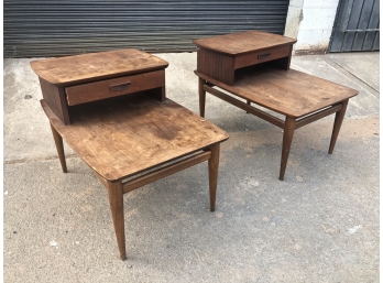 Pair Of Mid Century Lane Step Side Tables