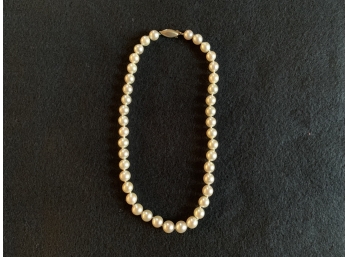15 1/2” Pearl Choker Necklace With 14k Clasp