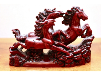 Cinnabar Galloping Horses Figurine