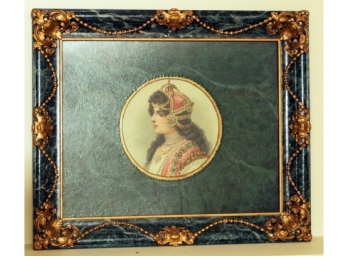 Antique Portrait Of A Princess, Possibly Russian, In A Gilt And Faux Marble Painted Frame